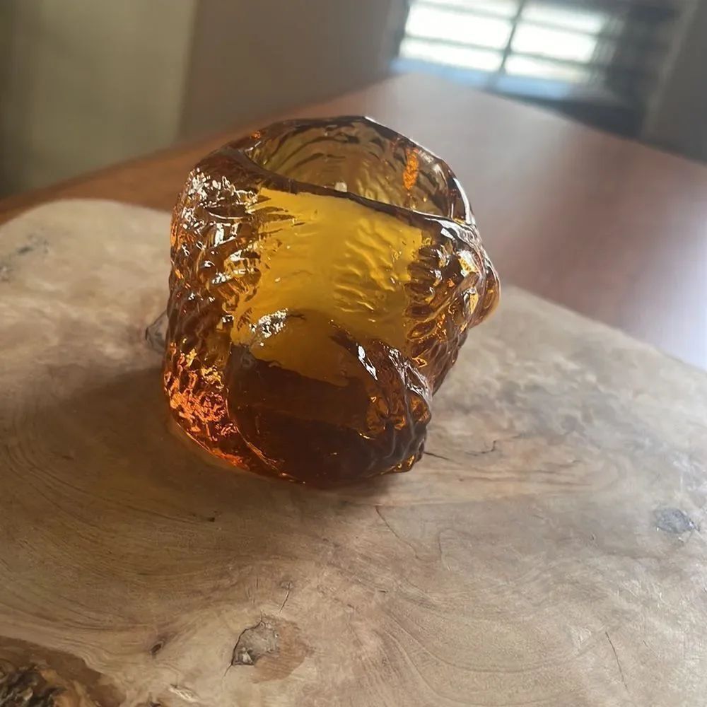 Vintage (?) Amber Glass Owl Tea Light Holder - Picture 3 of 8